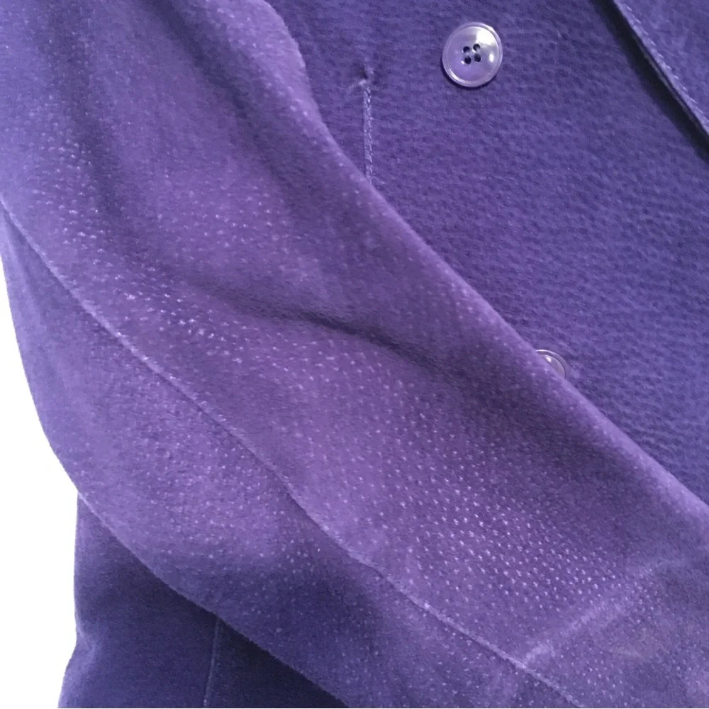 Winlit‎ Suede Leather Blazer Womens Size Medium Purple Double Breasted Vintage